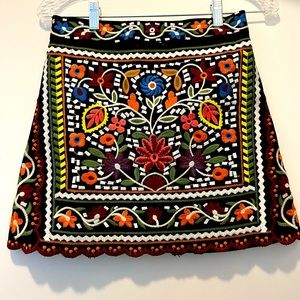 Black Floral Embroidered Skirt